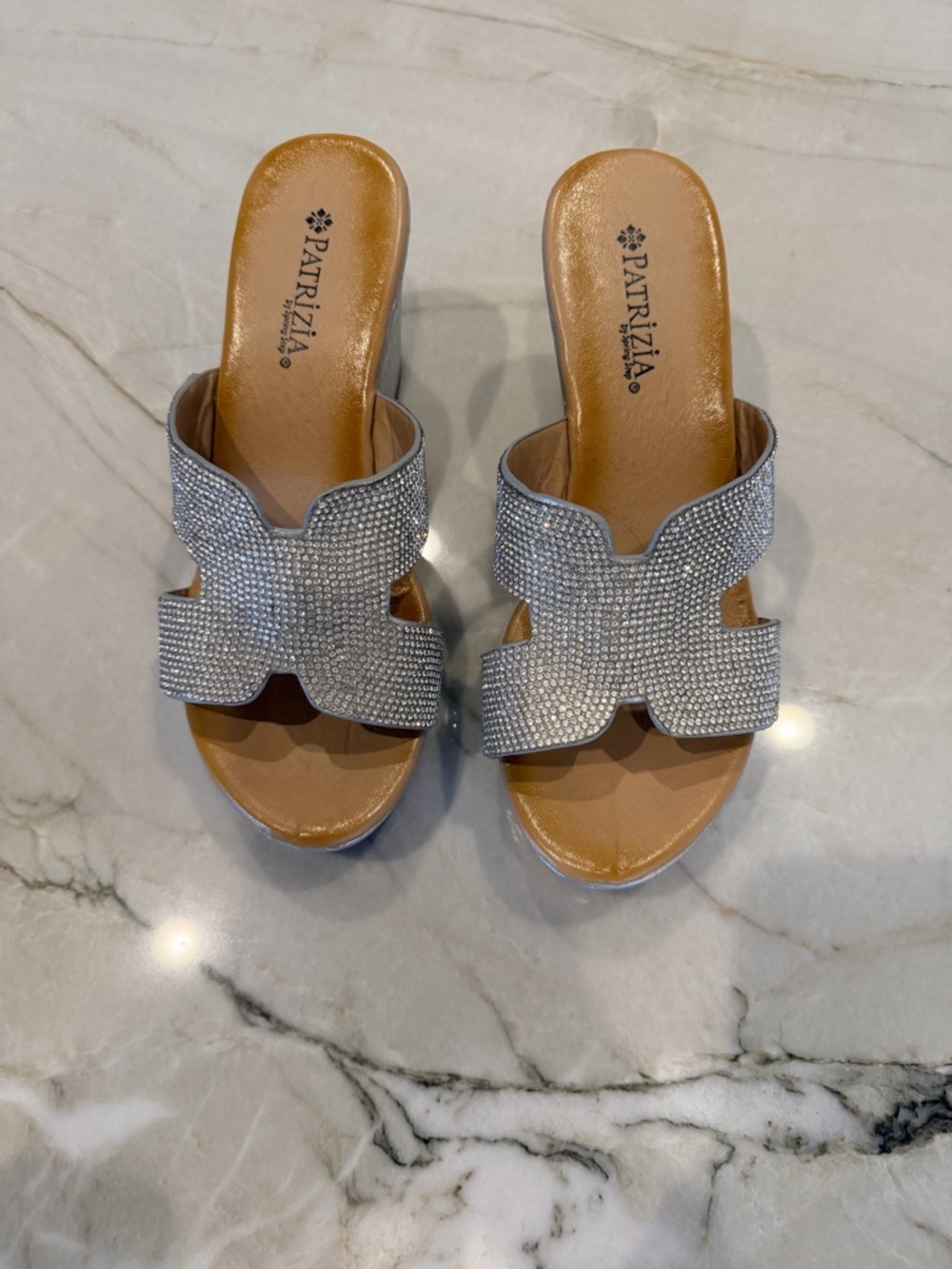 Patrizia Silver Crystal Slide Mules for Women